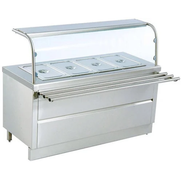 Bain Marie with Sneeze Guard and Tray Slide