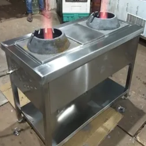 Stainless Steel Chinese Gas Range Two Burner For Restaurant
