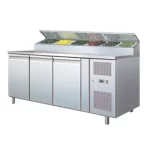 Stainless Steel Three Door Pizza Preparation Counter