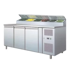 Stainless Steel Three Door Pizza Preparation Counter