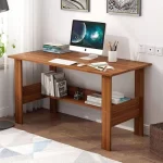 Engineered Wood Computer Desk with One Tier Shelves Laptop Study Table for Office Home Workstation Writing Modern Desk