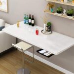Folding Wall Mounted Glossy Finish Engineered Wood Study Table Office Table Stand Laptop Wall Mount Table with Drawer Foldable (White)