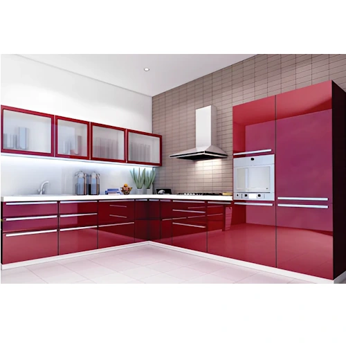 L Shape Modern Acrylic Modular Kitchen